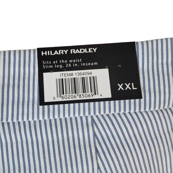 Hilary Radley Seersucker Pants Blue Off White Stripe Size XXL Pull On Ankle NWT - Picture 5 of 7